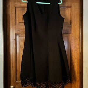 Roz & Ali Black Mini Dress with Lace Hem